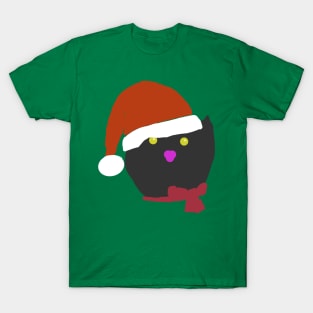 Christmas Santa Hat Cat Face Abstract T-Shirt